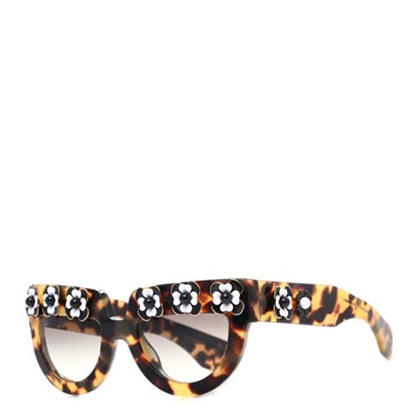 PRADA Acetate Flower Poeme Sunglasses SPR26P Tortoise 